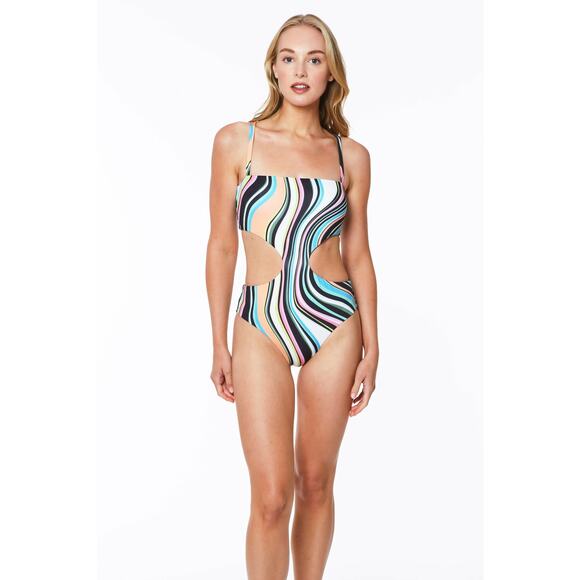 Sanctuary Women's Monokini High Cut Cutout One Piece Mod Swimsuit XS X-Small - Picture 3 of 5